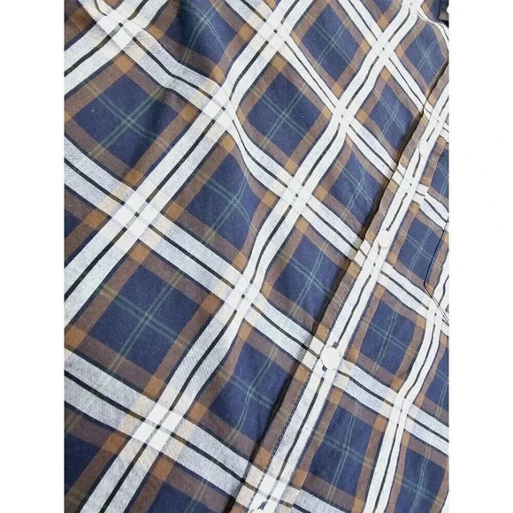 Banana Republic Untucked Slim Fit Hem Logo Tag Men Brown Powder Blue Small Shirt - Picture 6 of 12